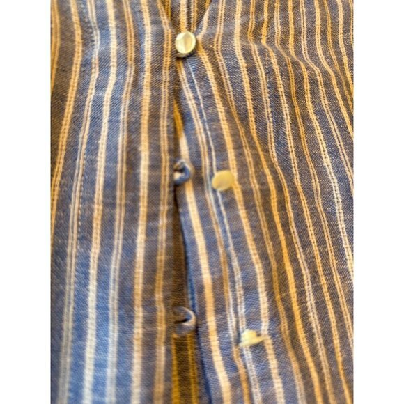 Rails Blue White Striped Linen Blend Long Sleeve Waist Tie Shirt Size Medium - Picture 2 of 7